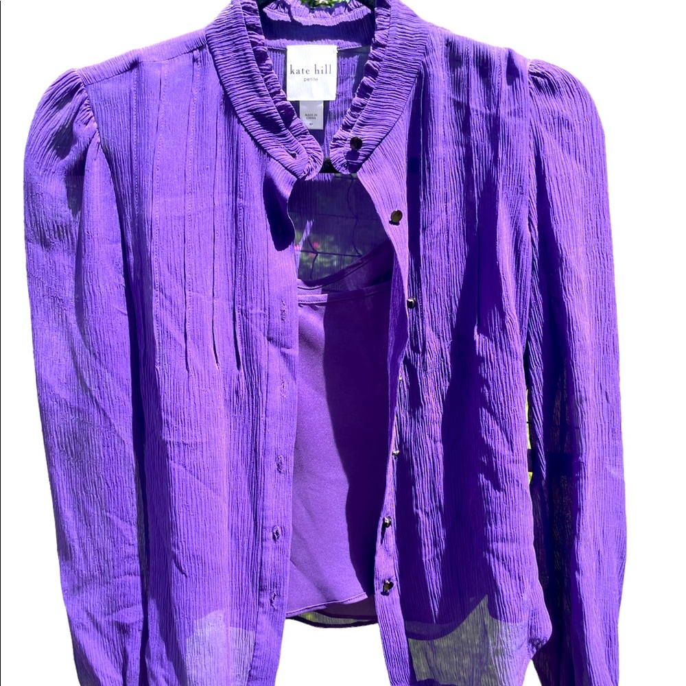 Vintage Kate Hill Long Sleeve Button Down Top, Size 4P